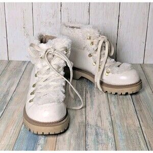Circus Sam Edelman Cream Faux Fur Hiker Boots Womens Size 7.5 Cozy Winter Cabin